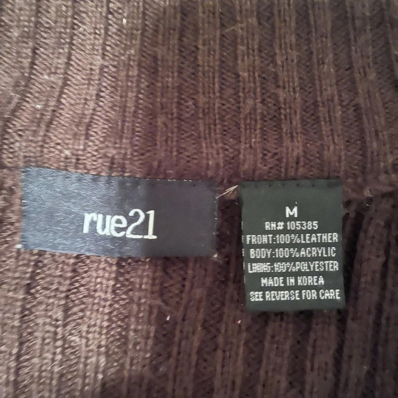 RUE21~VINTAGE~SUEDEBROWN SWEATER/JACKET~S-M - Picture 3 of 11